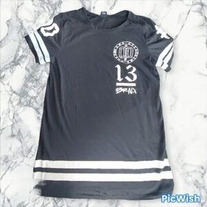 Long SWS Black Short-Sleeve Jersey Tee with White Accents